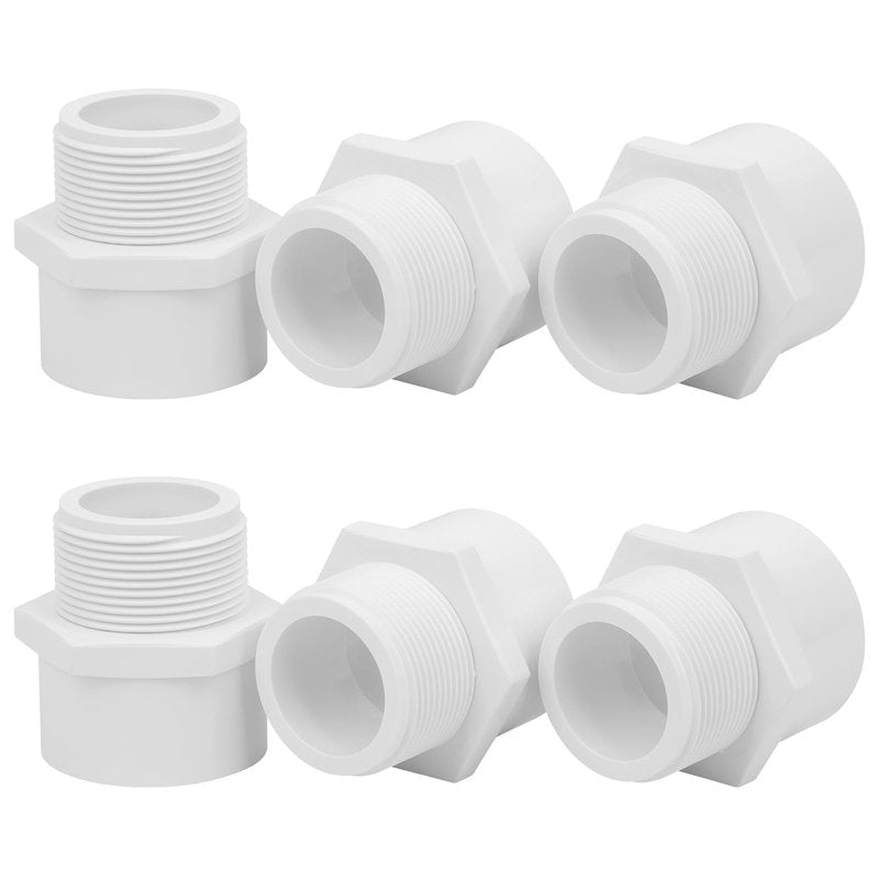 Lswteiz 6Pack 1-1/2" PVC Male Adapter Pipe Fittings (Socket x Male Pipe Thread) Furniture Grade SCH40 2-Way 1.50" PVC Coupling Pipe Connectors for Plumbing Water Line