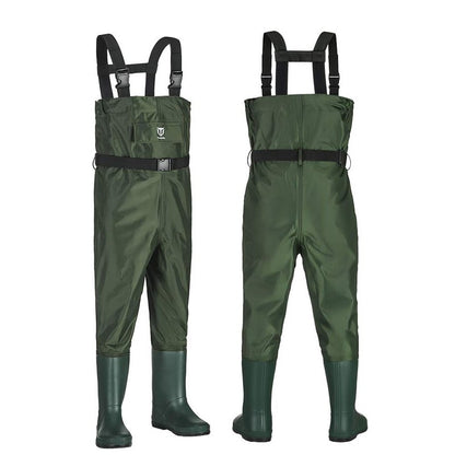 TIDEWE Chest Waders for Kids, Waterproof Youth Waders with Boot Hanger, Lightweight PVC Kids Chest Waders with Boot for Fishing & Hunting (Size 8/9 Big Kid)
