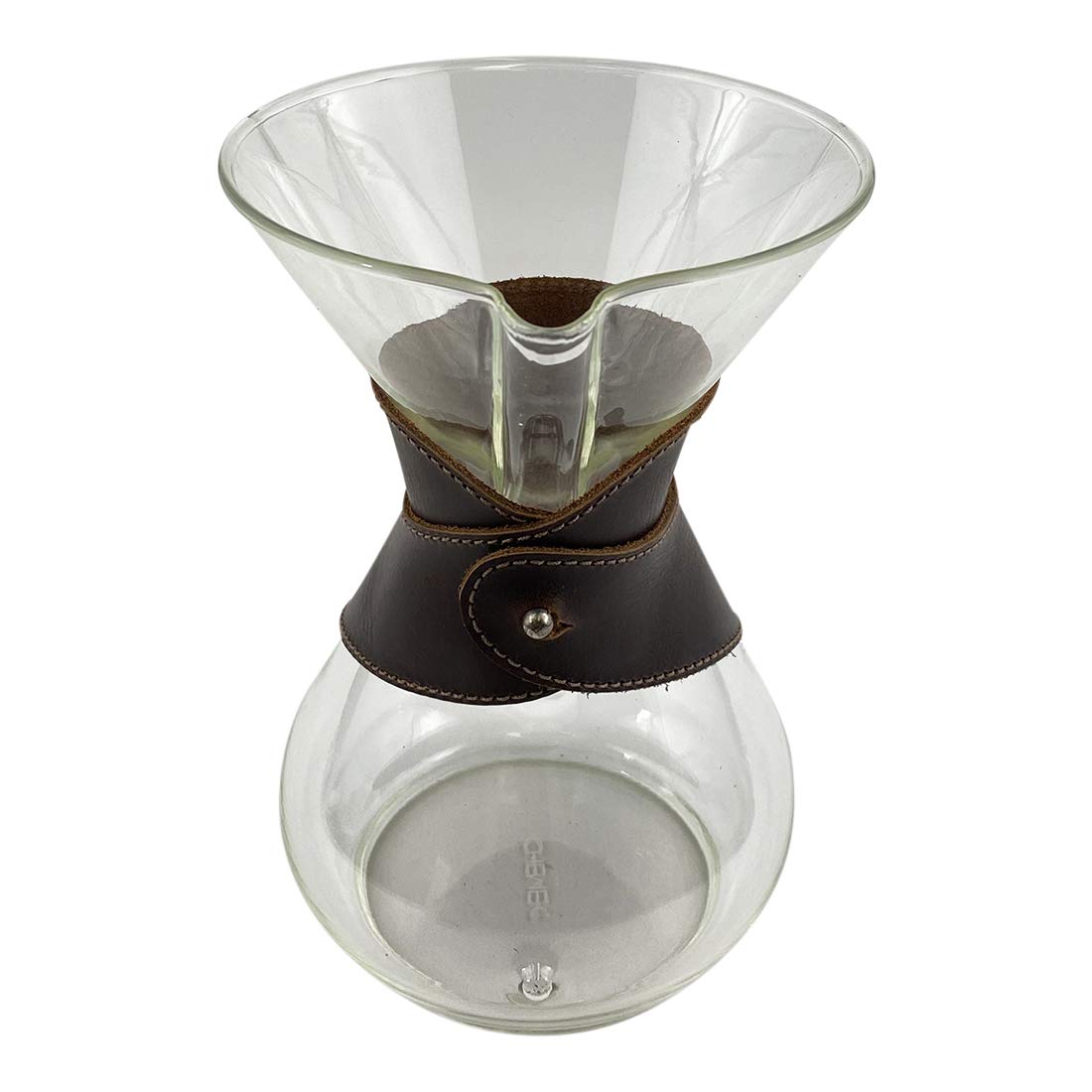 Hide & Drink, Pour Over Collar Compatible with Chemex 6-Cup Glass Handmade from Full Grain Leather - Bourbon Brown