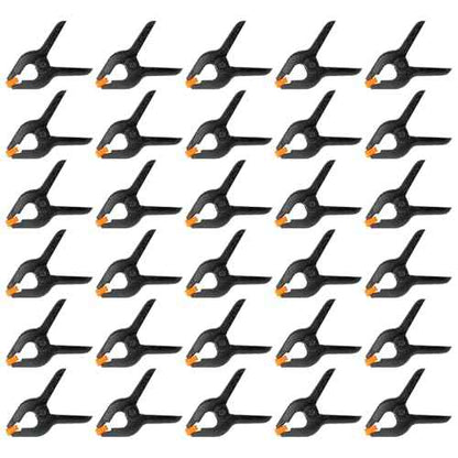 30 Pack 3.5 Inch Plastic Spring Clamps, Black Heavy Duty Clips, Spring Clamps for Backdrop Stand, Woodworking, Crafts, Photography, Banner, Balloon Arch Garland Clips, Small Clamp with Soft Tips