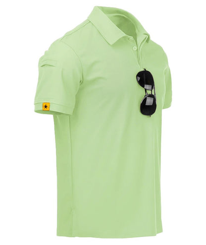 ZITY Mens Polo Shirt Short Sleeve Sports Tactical T-Shirt Athletic Golf Polos Daily Casual Stylish Collared Shirts for Men Light Green Large