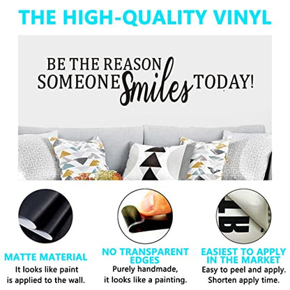 Wall Decals, Wall Stickers Living Room, (Easy to Apply), Vinyl Art Decor Quotes Living Room Nursery Bedroom Kids Baby Boys Girls Family Home Word Sign Saying, Be The Reason Someone Smiles Today 26"X6"