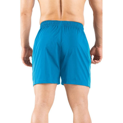 Gaglg Men's 5" Running Shorts 2 Pack Quick Dry Athletic Workout Gym Shorts with Zipper Pockets Light Blue/White,Small
