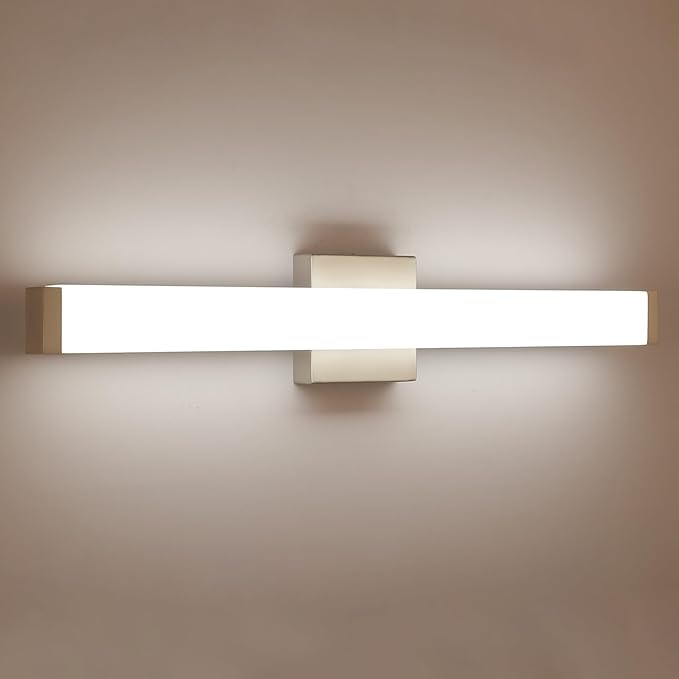 Bathroom Vanity Light Brushed Nickel Square LED 24 inch 14W 4000K Natural White Light Wall Bar Lighting Fixtures Over Mirror