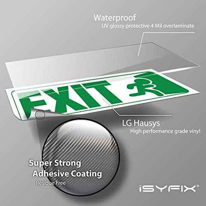 iSYFIX Exit Signs Stickers ? 3 Pack 10x4 Inch ? Premium Self-Adhesive Vinyl, Laminated for Ultimate UV, Weather, Scratch, Water & Fade Resistance, for Office, Buildings, Workplace, Indoor & Outdoor