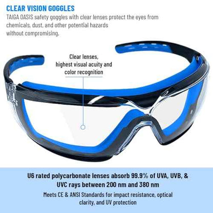 6 PCS Safety Glasses for Men & Women, ANSI and CE Certified, Adjustable and Impact-Resistant, Anti-Fog Clear Lenses, 100% UV Eye Protection Glasses