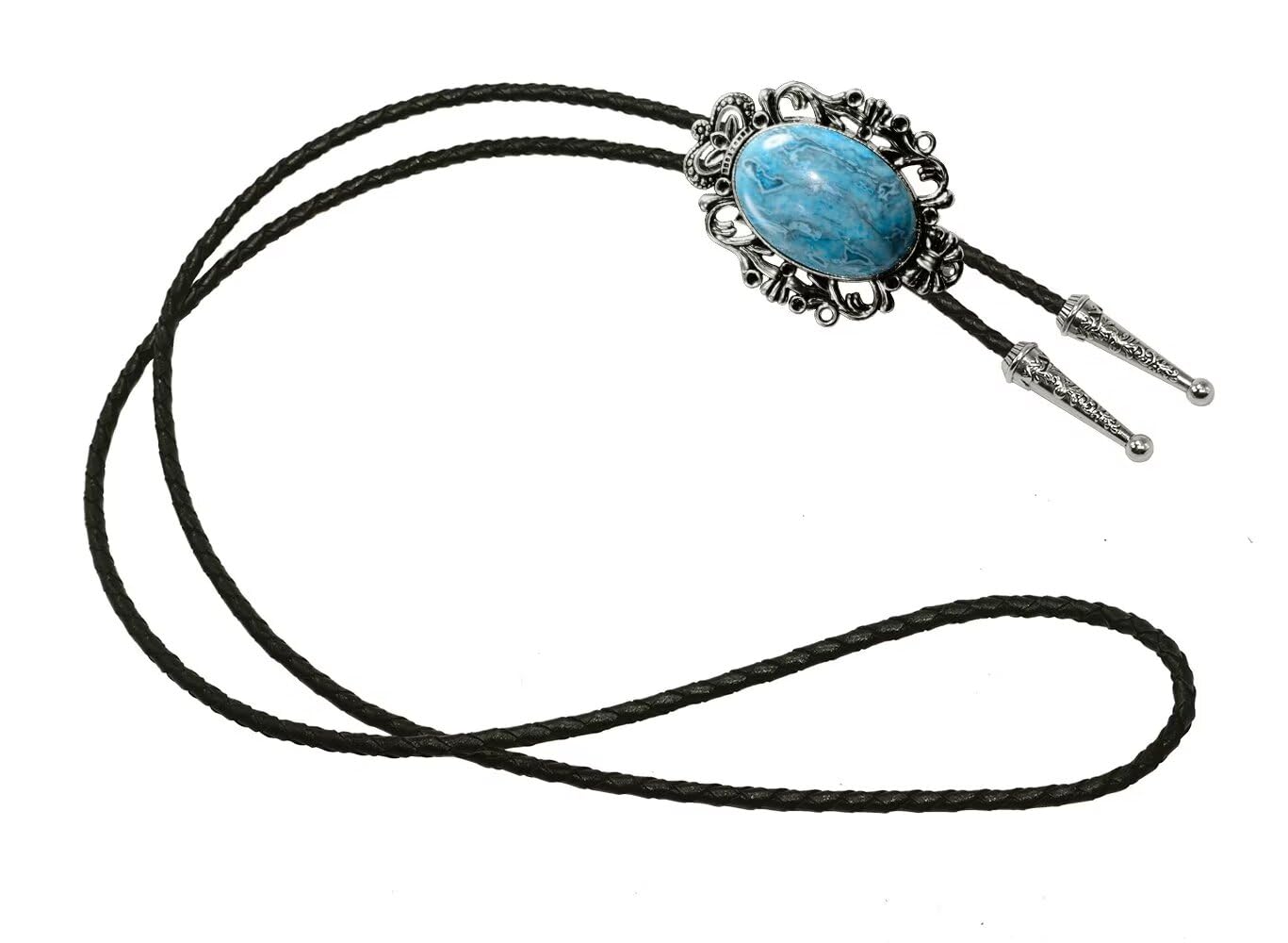 GURANSE Natural Tiger Eyes Stone Bolo tie With Art Flower Wreath Cowboy Western Style Necktie