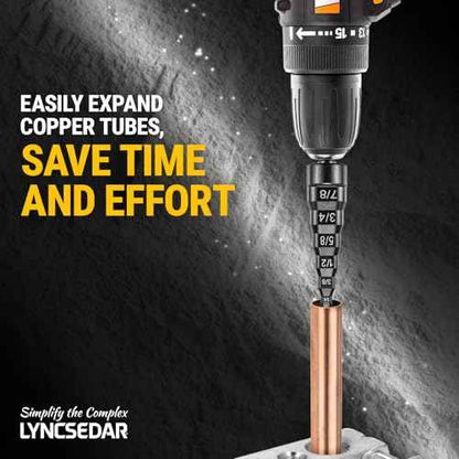 6 in 1 Copper Swaging Tool HVAC, Black Pipe Expander with Drill Bit Holder & Carabiner, Swage Tool HVAC for 1/4, 3/8, 1/2, 5/8, 3/4, 7/8 Tube, Swedge Tools for AC Swagging Repair