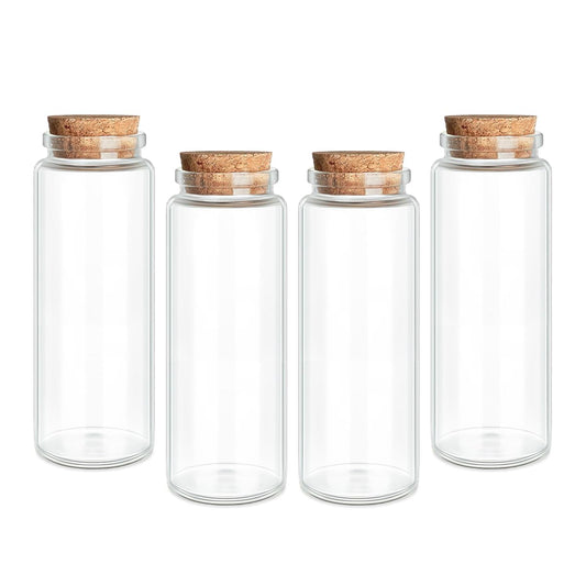 4-Pack 5.07 oz (150ml) Glass Bottles with Cork Stoppers – for Spell Bottles, Spice Jars, DIY Party Favors, Travel Memories & Plant Propagation – Empty Recyclable Containers for Crafts, Kitchen, Decor