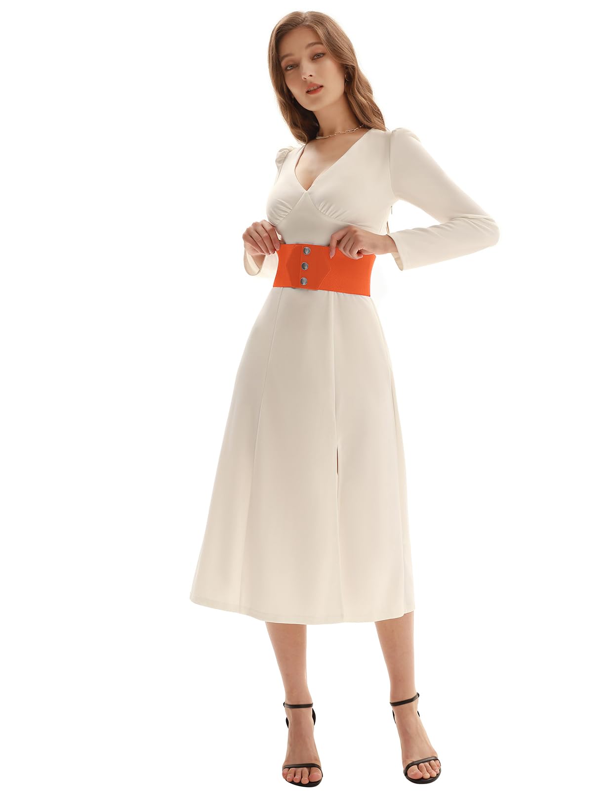 GRACE KARIN Women's Elastic Belt Stretchy Wide Belts for Women Dresses Corset Belts Retro Wide Cinch Belt M