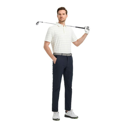 M MAELREG Mens Polo Shirts Short Sleeve Quick Dry Fit Striped Performance Lightweight Active Mens Golf Polo Shirts