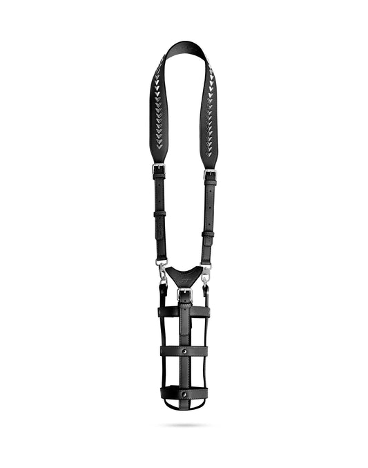 Bougie Sling Water Bottle Carrier, 38-inches Length, Vegan Leather, Black, Kitchen Décor