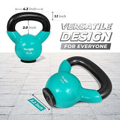 Yes4All Kettlebells Rubber Base, Kettlebell Set for Women, Strength Training Kettlebells Weights (10-65 lbs)