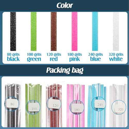 Honoson 70 Pcs Sanding Sticks Polishing Sticks Fine Sanding Twig Coded Abrasive Sand Twig for Plastic Model Assorted Metal and Wood Sand Tool Accessory for Craft(Low Grits Rating,Half Moon)