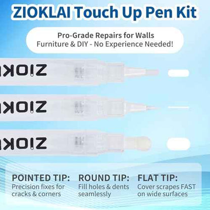 Refillable Touch Up Paint Pen Set 3 Paint Touch Up Pens Fillable Pens with 3 Syringes & 3 Brush Heads (Fine, Round, Flat) for Walls, Wood, Furniture, Cabinets, DIY