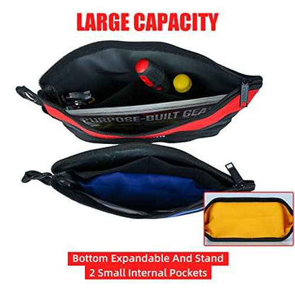 KUNN Tool Bag Zipper Pouch 3 Pack - Heavy Duty Utility Tool Storage Organizer with Carabiner for DIY,Electrician,Accessories and Travel£¨Red,Blue,Yellow£©