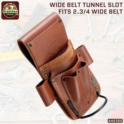 Graintex Ambassador Series 5 Pocket Multi Tool Holder, Top Grain Leather, Small Leather Pouch, Hammer Holder, Multipurpose Tool Belts for Men and Women, Ideal for Carpenters, Framers, Contractors