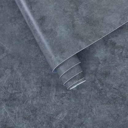 16"¡¿118" Thick Dark Blue Grey Concrete Wallpaper Peel and Stick Waterproof Glossy Textured Gray Concrete Contact Paper Vinyl Wrap Self Adhesive Cement Tile Sticker for Countertops Kitchen Walls
