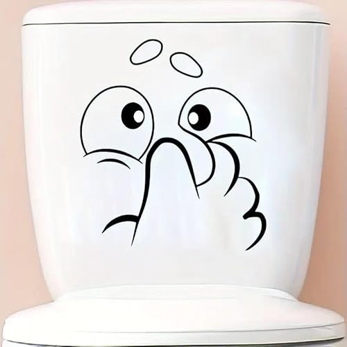 A Washroom Room WC Toilet Seat Stickers Holding Nose Pattern Funny View PVC Wall Stickers Decor Decals Art Mural