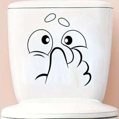A Washroom Room WC Toilet Seat Stickers Holding Nose Pattern Funny View PVC Wall Stickers Decor Decals Art Mural