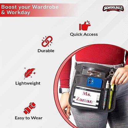Mini -Premium Hip/Waist Pouch/Belt Clip / 6 Pocket -2-Sided/Drink Pouch/Key Carabiner/ID Sleeve (Up to 54" Waist)