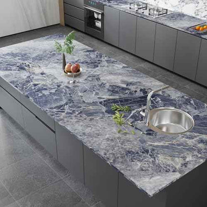 CRE8TIVE Navy Grey Cracked Marble Contact Paper for Kitchen Countertops 12"x80" Adhesive Matte Marble Wallpaper Peel and Stick Waterproof Granite Countertop Contact Paper for Bathroom Cabinets Drawers