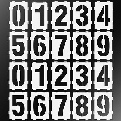 Stencilogy¢ç Interlocking Number Stencil Set ? 20 Reusable Pieces for Numbers 0?9 ? Durable 10 Mil Plastic ? for Wood, Walls, Signs, Crafts (4 Inches)
