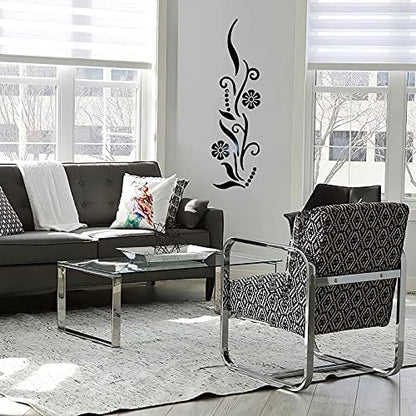 3D Flower Acrylic Wall Sticker for Bedroom Living Room Sofa Backdrop Tv Wall Background, 3D Removable Acrylic Wall Decor Decal Sticker for Home Decoration (Black)