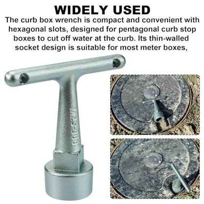 Water Meter Wrench for Pentagon Socket, Curb Stop Wrench, Water Valve Shut Off Tool for Penta Socket, Pentagon Curb Box Key