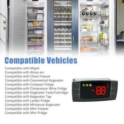 Temperature Controller XR06CX-4N1F1 Fit Commercial Refrigerators/Freezer 120V 50-60Hz Replace for Dixell Programmable Temperature Controller with Temperature Sensing Probe