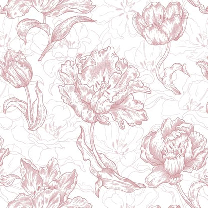 Timeet 17.7In ¡¿197In Pink Peel and Stick Wallpaper, Floral Peel and Stick Wallpaper Boho Contact Paper Removable Self Adhesive Bedroom Cabinet Mural Wall Decor Vinyl Roll