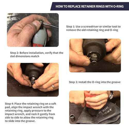 10 Packs 1/2" Impact Wrench Socket Retainer Rings with O-ring, Replacement Parts Compatible with IR, Snap-On, Chicago Pneumatic, Florida Pneumatics, and Air Cat Electric and Pneumatic Air Wrench
