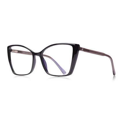 JFXQDR Women's Blue Light Blocking Glasses, Trendy Cat Eye Computer Gaming Glasses Anti Eyestrain & UV Glare RF6204 (Black Cateye Frame)