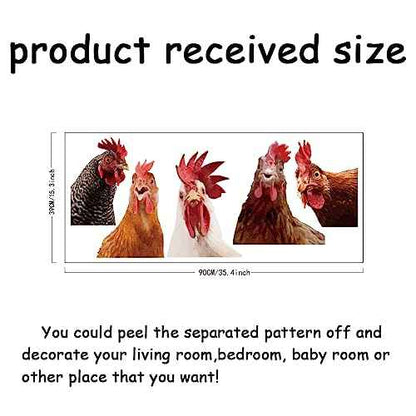 SUPERDANT Funny Rooster Wall Decals Farmhouse Cabinet 5pcs Chicken Wall Stickers Kitchen Outside Chicken Coop Farm Animals Wallpaper Art Realistic Style Peel and Stick Removable Farm Decoration