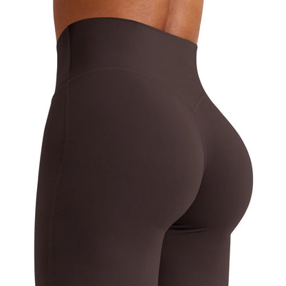 YEOREO Workout Leggings Womens No Front Seam Straight Leggings 33" High Waist Buttery Eddiy Gym Yoga Pants Dark Brown S