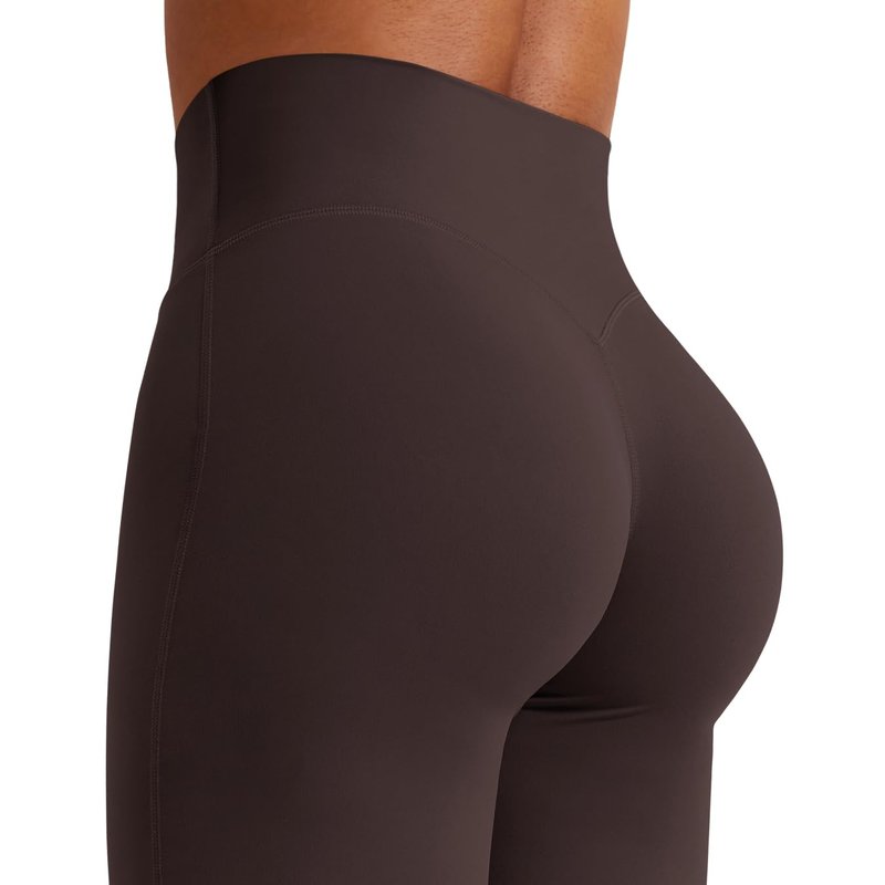 YEOREO Workout Leggings Womens No Front Seam Straight Leggings 33" High Waist Buttery Eddiy Gym Yoga Pants Dark Brown L
