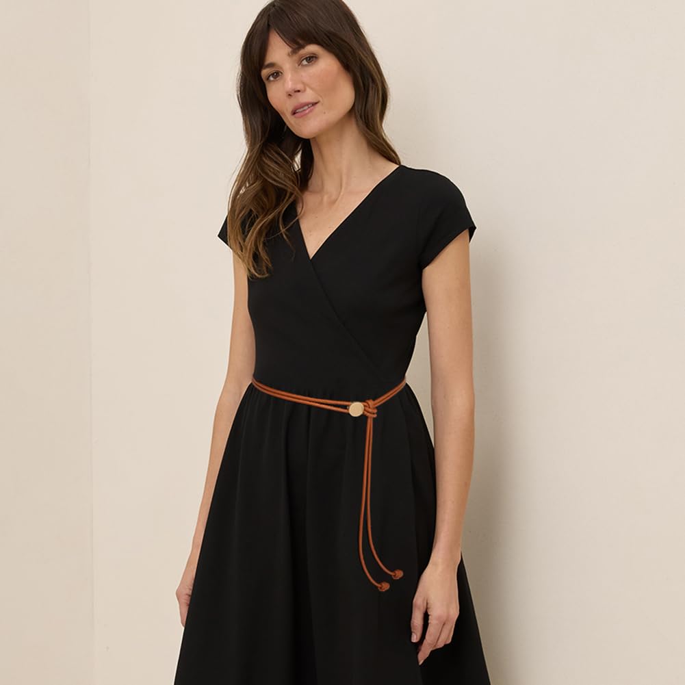 Buywis Women Skinny Belts Thin PU Leather Knotted Waist Belt for Dresses Brown Fit Waist 28"-40"