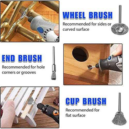 42Psc Wire Wheel Brush Set, Rotary Tool Wire Brush, Steel Wire Wheels Pen Brushes Set Kit Accessories for Rotary Tool-1/8(3mm) Shank