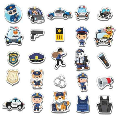 Pack 50 Pcs Police Stickers for Water Bottles Waterproof Laptop Luggage Helmet Computer Scrapbooking Teens Adults Girls Boys Cute Funny Aesthetic Sticker Packs Small Vinyl Decals