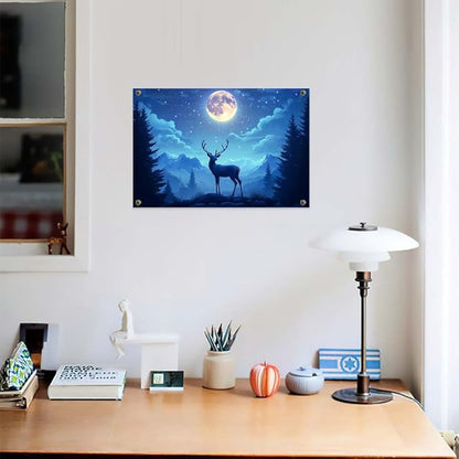 Yesad Deer Wall Art, Christmas Canvas Wall Art, Animal Picture Artwork Aesthetic Poster Prints Wall Décor for Farmhouse Living Room, Bedroom, Office (Unframed,18”x12”,Deer4)