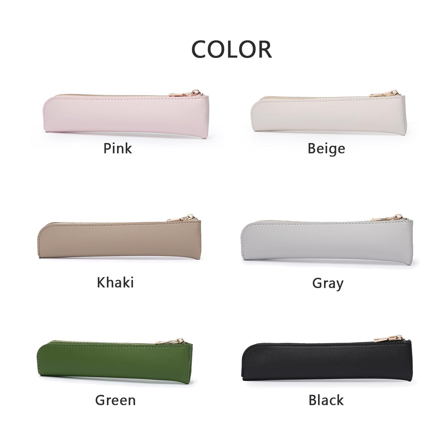 YONBEN Faux Leather Pencil Case Small Pencil Pouch Slim Pen Case Holder Zipper Bag for School Office(Black,Faux Leather)