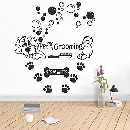 Dog Wall Decal Vinyl Sticker - Pup Paw Prints - Black - Waterproof - Custom Style - Animal Print - Indoor Use - 36x28 Inch (JWH169)