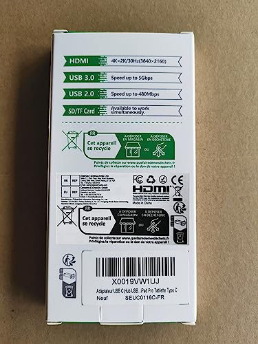 USB C Hub HDMI Adapter for MacBook Pro/Air, 7 in 1 USBC Dongle with HDMI, SD/TF Card Reader, USB C Data Port,100W PD, and 2 USB 3.0 Compatible for MacBook Pro/Air, Dell XPS, Lenovo Thinkpad.