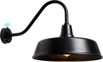 Gooseneck Barn-Lights Outdoor Fixture - 18 inch Farm Style Black Large Lighting Farmhouse Exterior Sconce Wall Light for House, Dusk to Dawn Sensor Front Door Porch Garage (18 inch)