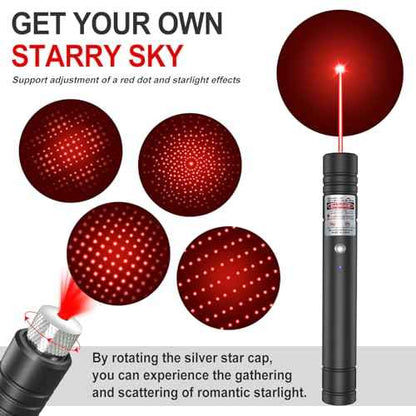 [2 Packs] Red Light Flashlight, Long Distance USB Rechargeable Tactical Beam with Star Cap Adjustable Effect for Outdoor Journeys, Presentations, TV/LED/LCD Screens, and Stargazing
