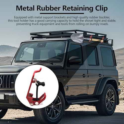(8 Pack) Shovel Mount for Roof Rack, Metal Rubber Clamp Wall Mounting Brackets, Axe Holder Clamp Mount Kit for Roof Rack Truck Boats Military Equipment and Tools, Red