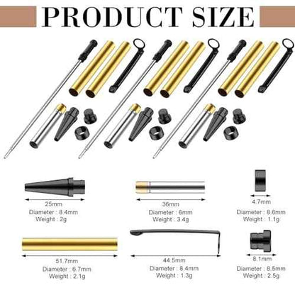 Colarr 10 Pcs Pen Kits for Wood Turning 7mm Slimline Pen Twist Kit with Refill Lathe Turning Supplies for Making Office Classroom Supplies DIY Friend Teacher Student Gifts(Black)