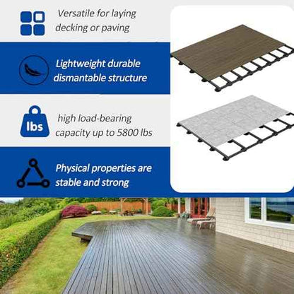 30 PCS Adjustable Plastic Pedestal Paver, Heavy Duty Deck Blocks Foundation Base Support, Decking Foundation Blocks Level up 1-3/16" to 2-3/8", Deck Pedestal Flooring Platform Joists Beams Support