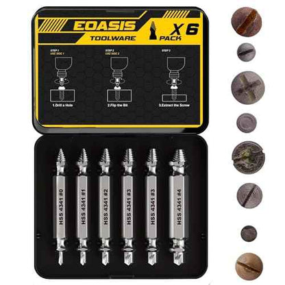 Gifts for Men ? Stripped Screw Extractor Set ? Father¡¯s Day Gifts from Wife, Daughter, & Son ? Easy Out Extractor Set for Nuts, Screws & Bolts ? Perfect Husband & Birthday Gifts (Silver (Pack of 6))