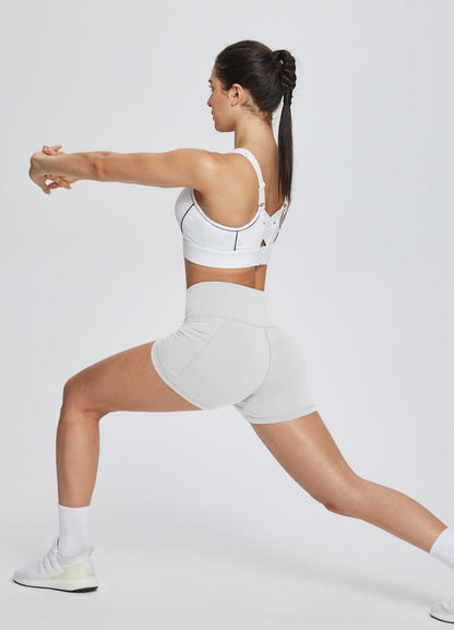 baleaf Gym Shorts Women 3" Biker Workout Yoga Spandex Running Volleyball Tummy Control Compression with Pockets White XXL
